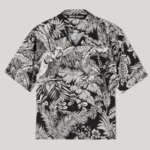 PALM ANGELS Bowling Shirt Jungle Palms Parrots  Short Sleeve Button Up - L (50)